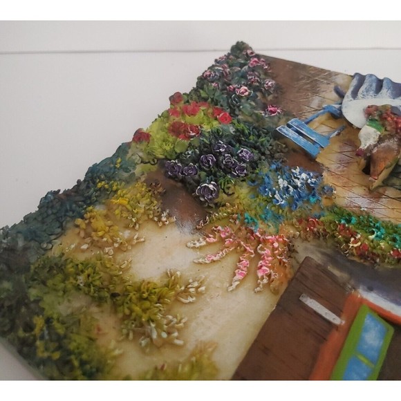 Vintage Hand Painted 3D Wall Hang Sculpture Parisian Garden Resin 8.75" x 6.75" - Picture 7 of 12